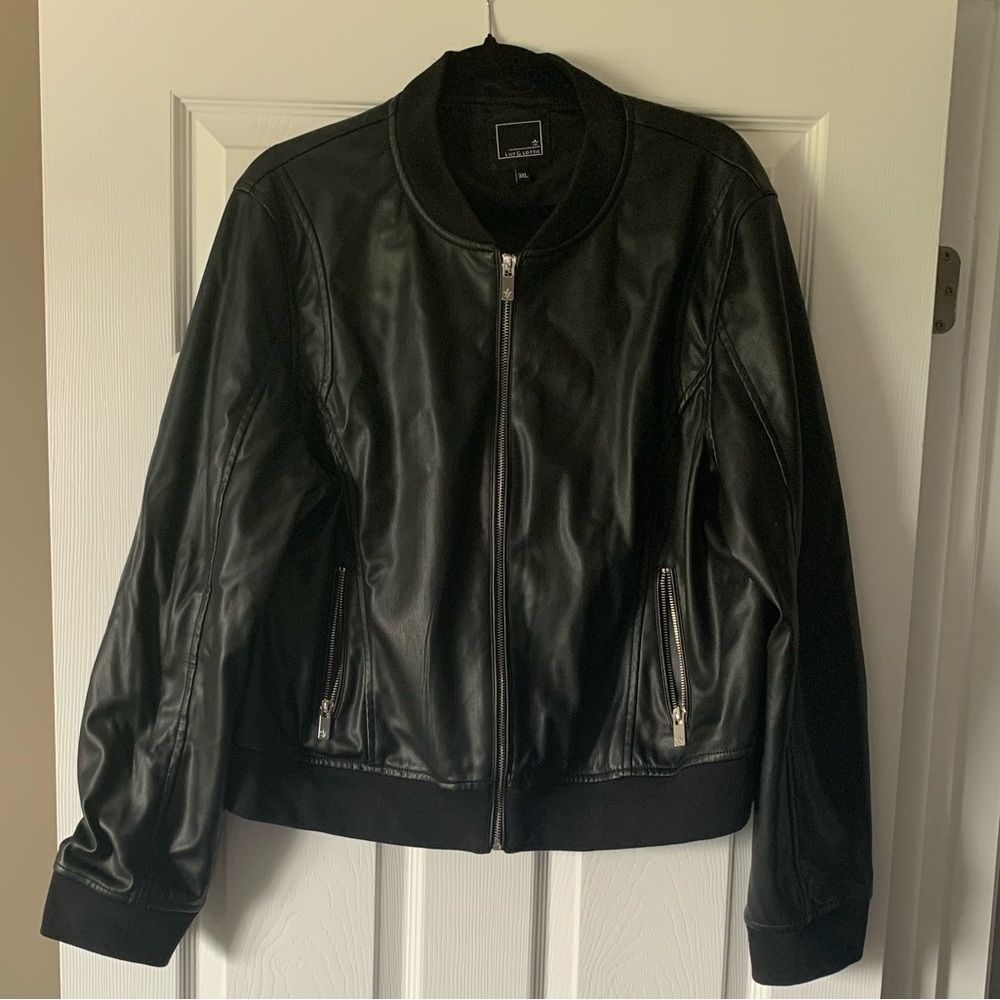 Black fake Leather Women's Jacket